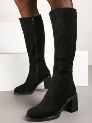 Czarne Kozaki na Słupku w Stylu Muszkieterek Cediara