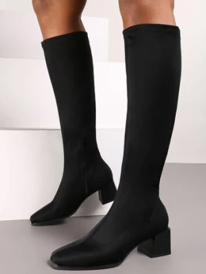 Czarne Kozaki na Słupku z Kwadratowym Noskiem Terilaye