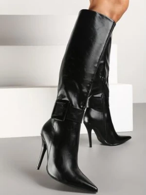 Czarne Kozaki na Szpilce Ozdobione Klamrą Innadora