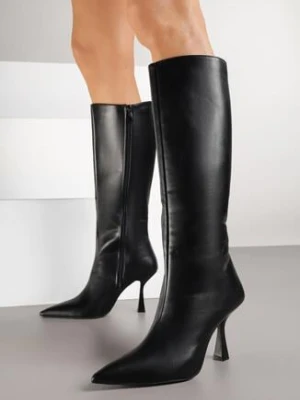 Czarne Kozaki na Szpilce z Noskiem w Szpic Deinome ideal