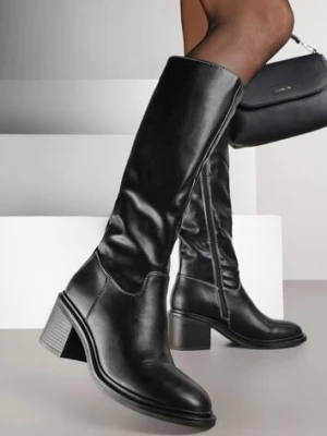 Czarne Kozaki Oficerki Vices na Słupku Giorima