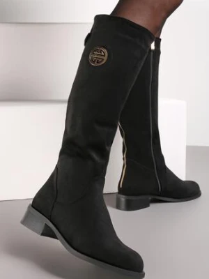 Czarne Kozaki przed Kolano na Niskim Słupku Belluxe