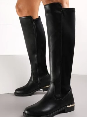 Czarne Kozaki Przed Kolano z Elastyczną Wstawką Miorcca