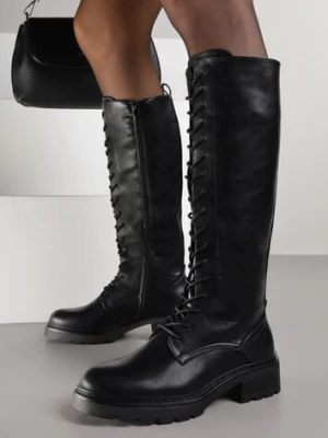 Czarne Kozaki Typu Workery Rhaethe tulipano