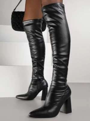 Czarne Kozaki Vices na Słupku z Dopasowaną Cholewką za Kolano Tidvira