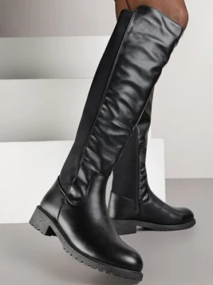 Czarne Kozaki Vices z Imitacji Skóry Typu Muszkieterki Anlave ballada