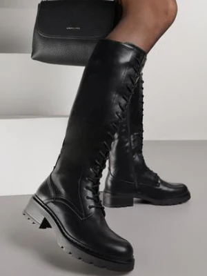 Czarne Kozaki w Stylu Workerów Cahrarah tulipano