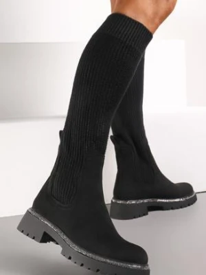 Czarne Kozaki z Elastyczną Cholewką przed Kolano Marianes