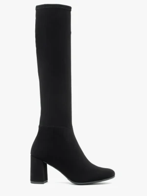 Zdjęcie produktu Czarne kozaki z elastyczną wąską cholewką Ryłko