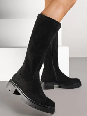 Czarne Kozaki z Imitacji Zamszu w Stylu Basic Fesamea ideal