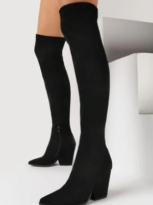 Czarne Kozaki za Kolano na Stożku Mudra