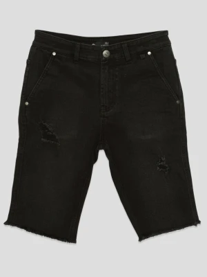 Czarne krótkie jeansowe spodenki z przetarciami Reporter