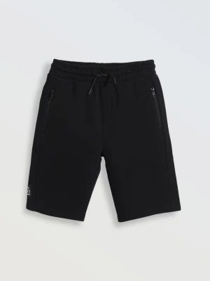 Czarne krótkie spodenki dresowe z dzianiny prążkowanej Reporter