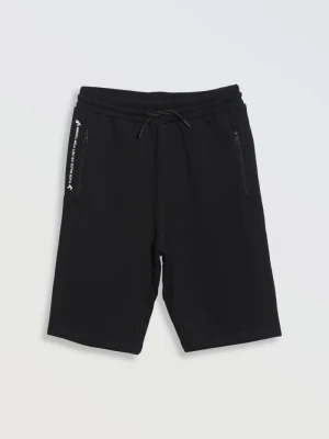 Czarne krótkie spodenki dresowe z kieszeniami zapinanymi na zamek Reporter