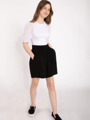 Czarne krótkie spodenki z prążkowanego materiału Reporter Young