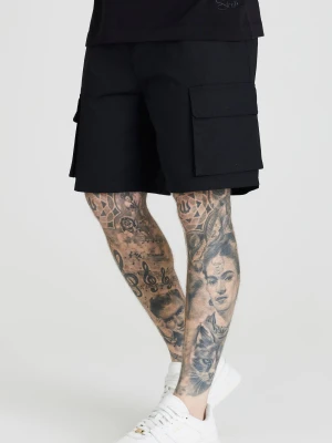Czarne krótkie spodnie cargo męskie SikSilk