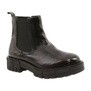 Czarne Lakierowane Botki Damskie Caprice 9-25461-27 017