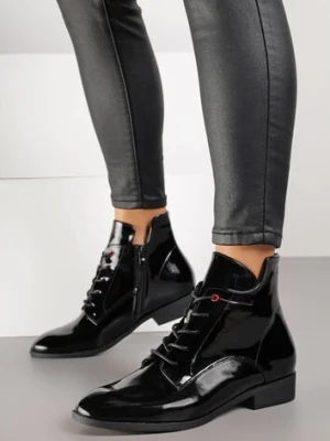 Czarne Lakierowane Botki Trzewiki Vices Miova