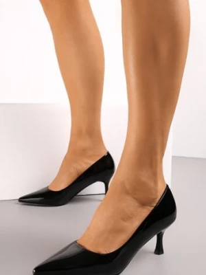 Czarne Lakierowane Czółenka na Szpilce ze Szpiczastym Noskiem Ringessa