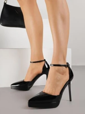 Czarne Lakierowane Szpilki na Platformie Eleffera