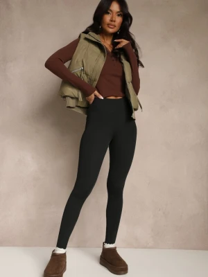 Czarne Legginsy Casual Regualr Waist Ralinsa Glo-story
