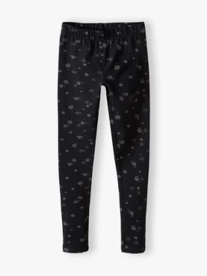 Czarne legginsy dla dziewczynki z nadrukiem w kwiaty Lincoln & Sharks by 5.10.15.