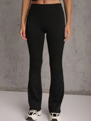 Czarne Legginsy Flare High Waist Ozdobione z Tyłu Modelującym Marszczeniem Deinoreia Yu & Me