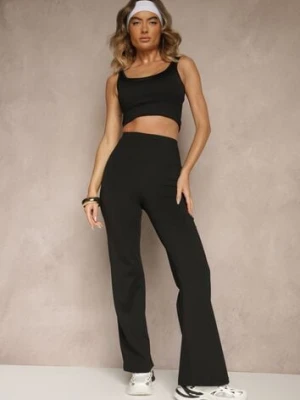 Czarne Legginsy High Waist z Szeroką Gumką w Pasie Idalania yu & me