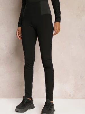 Czarne Legginsy High Waist z Szeroką Gumką w Talii Renume