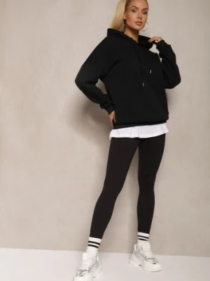 Czarne Legginsy z Dzianiny High Waist z Gumką w Pasie Nimzza ideal