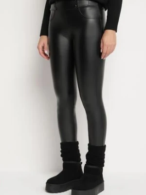 Czarne Legginsy z Ekoskóry Ocieplane z Efektem Push-Up Labrisa defox