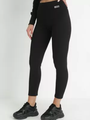 Czarne Legginsy z Gumką w Pasie Agathousa