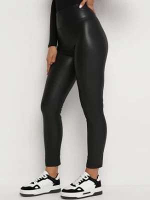 Czarne Legginsy z Imitacji Skóry Fecia h&s