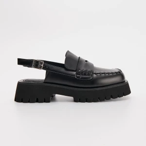 Czarne loafersy z odkrytą piętą House