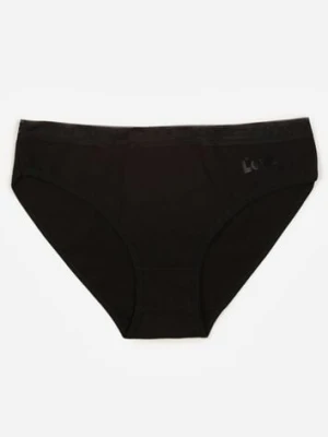 Czarne Majtki Figi z Bawełny z Napisem Love Adririn han