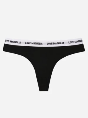 Czarne Majtki Stringi z Bawełną Ozdobione Napisami Amero