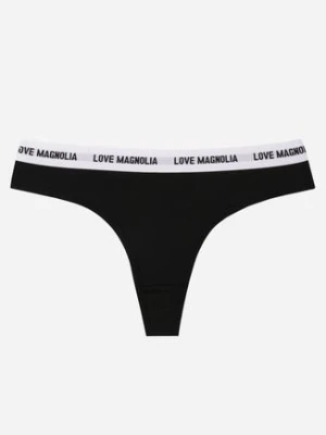 Czarne Majtki Typu Stringi z Bawełną i Napisami Veza han