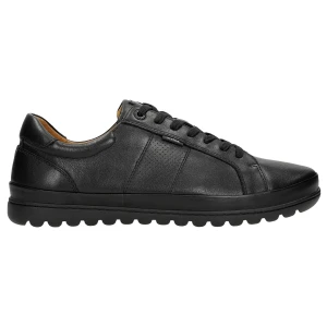 Czarne skórzane męskie buty na oryginalnej podeszwie 10184-51 Wojas