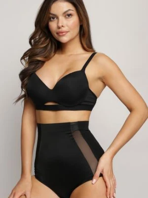 Czarne Modelujące Majtki z Wysokim Stanem i Wstawkami z Siateczki Gabrielina