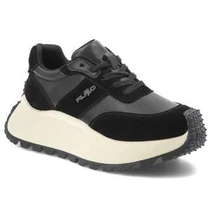Czarne Modne Sneakersy Filippo Stylowe Obuwie Na Platformie