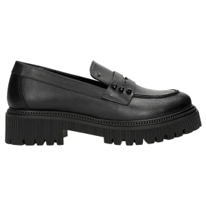 Czarne skórzane mokasyny penny loafers 46311-51 Wojas