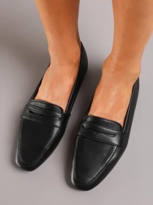 Czarne Mokasyny Loafersy w Stylu Retro Brinlees