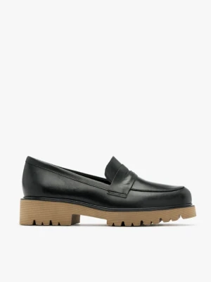 Czarne mokasyny na beżowym spodzie Ryłko