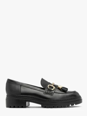 Czarne mokasyny na masywnym spodzie Ryłko