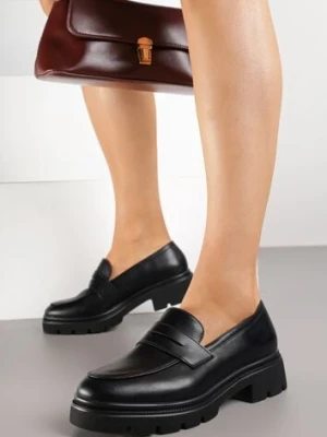 Czarne Mokasyny na Platformie z Tłoczeniem Celtellie c'm paris