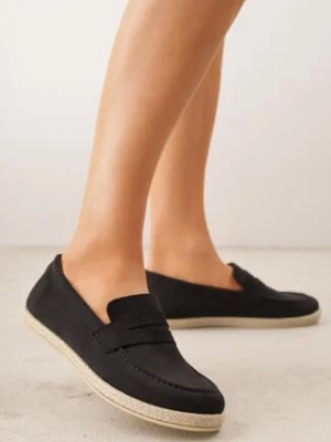 Czarne Mokasyny Ozdobione Plecionką Fennata ballada