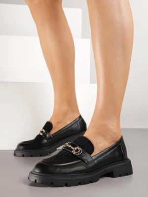 Czarne Mokasyny Ozdobione Sprzączką Riluela ciaodeo