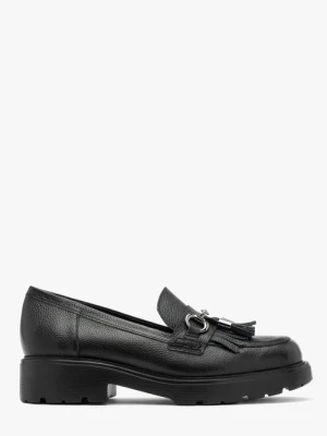 Czarne mokasyny z frędzlami Ryłko