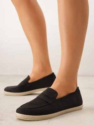 Czarne Mokasyny z Plecionką w Stylu Boho Galenatea ballada