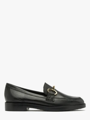 Czarne mokasyny ze złotą ozdobą Ryłko